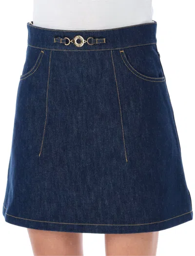 Shop Patou Denim Mini Skirt In Rodeo Blue