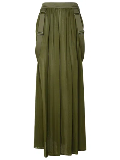 Shop Max Mara Jedy Khaki Green Silk Skirt