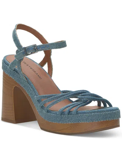 Shop Lucky Brand Ismene Womens Leather Buckle Platform Sandals In Blue