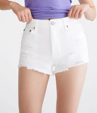 Shop Aéropostale Vintage High-rise Denim Shorty Shorts In White