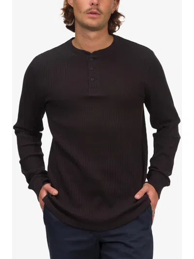 Shop Junk Food Mens Knit Long Sleeve Henley Shirt In Black