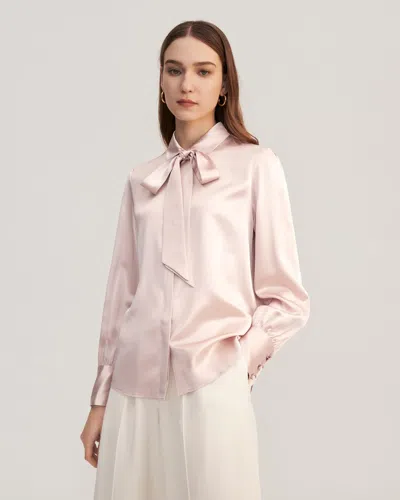 Shop Lilysilk Bow Tie Silk Blouse For Women In Pink