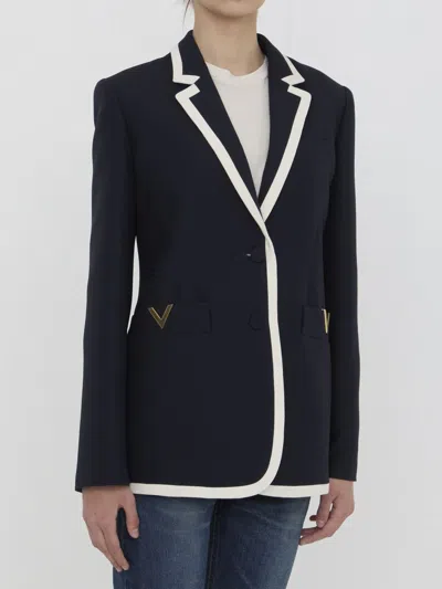 Shop Valentino Crepe Couture Jacket In Black