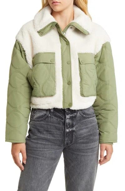 Shop Blanknyc Quilted Faux Fur Mixed Media Jacket In Perfect Getaway