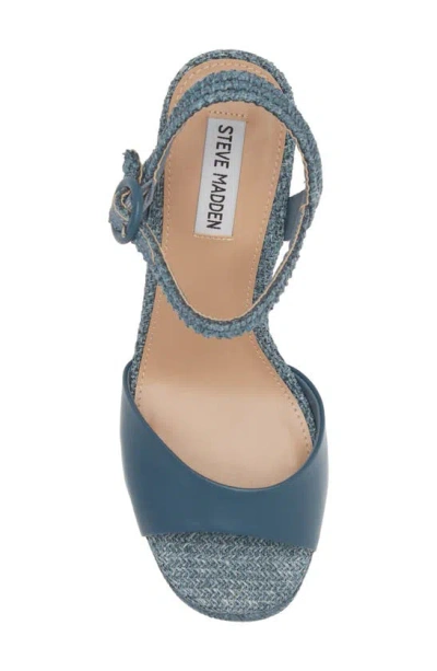 Shop Steve Madden Strada Espadrille Sandal In Blue Raffia