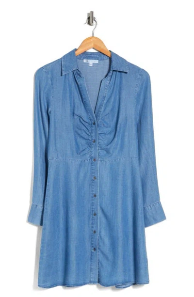Shop Dr2 By Daniel Rainn Cinch Front Tencel® Lyocell Shirtdress In Medium Blue