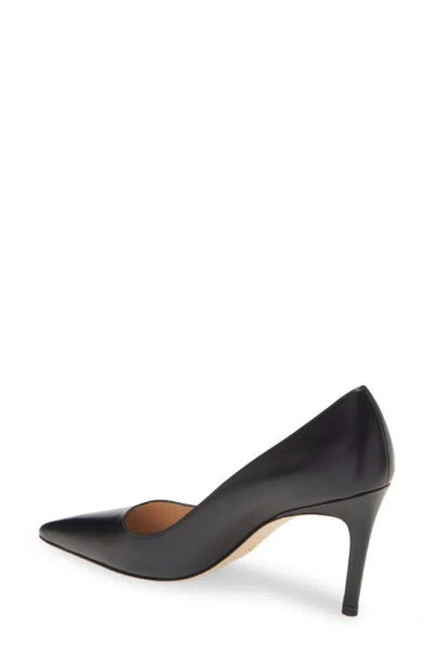 Shop Stuart Weitzman Stuart Pointed Toe Pump In Black Leather