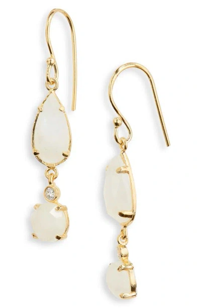 Shop Argento Vivo Sterling Silver Stone Link Drop Earrings In Gold/cream