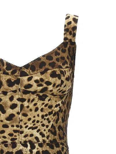 Shop Dolce & Gabbana 'leopardo' Corset Dress In Multicolor