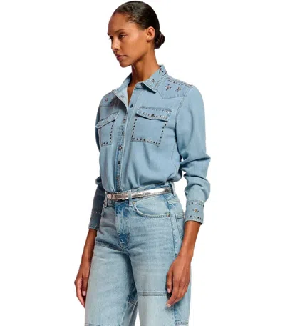 Shop Essentiel Antwerp Fairchild Denim Shirt In Blue