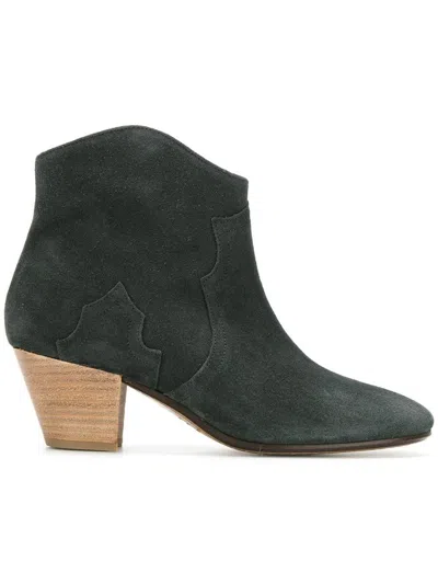 Shop Isabel Marant Dicker Suede Western Boots In Faded Black