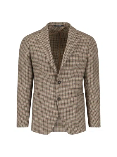 Tagliatore Checked Blazer Notched Lapel In Brown