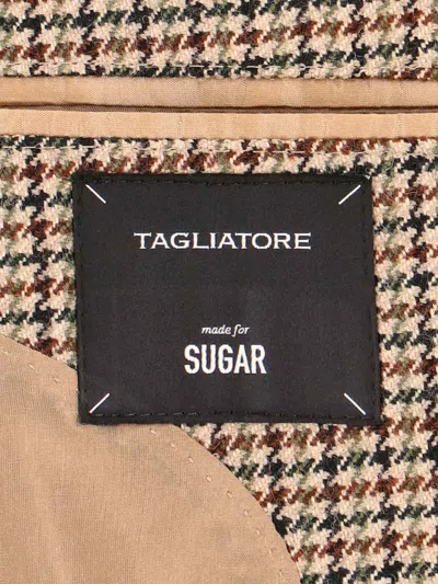 Tagliatore Checked Blazer Notched Lapel In Brown