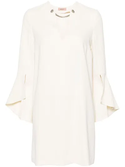 Shop Twinset Rhinestone Detail Dress In White