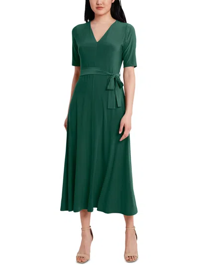 Shop Chaus Womens V-neck Midi Shift Dress In Green