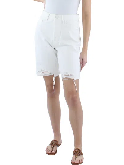 Shop 7 For All Mankind Easy James Womens Raw Hem Knee Denim Shorts In White
