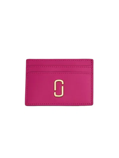 Shop Marc Jacobs Women's The J Marc Leather Card Case In Lipstick Pink