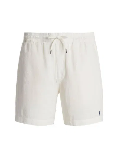 Shop Polo Ralph Lauren Men's Prepster Linen Flat-front Shorts In Deckwash White