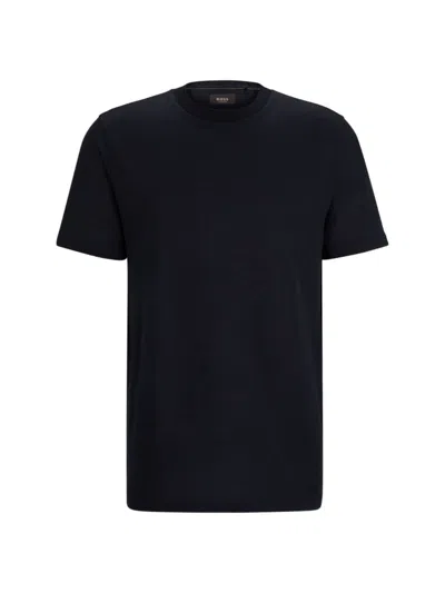 Shop Hugo Boss Men's Cotton-silk Regular-fit T-shirt In Dark Blue