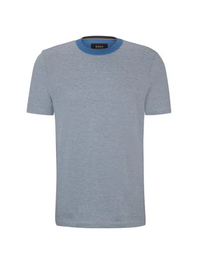 Shop Hugo Boss Men's Bubble-structure T-shirt In Dark Blue