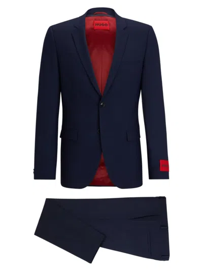 Shop Hugo Men's Extra Slim Fit Suit In A Structured Wool Blend In Dark Blue