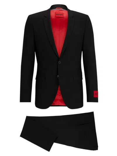 Shop Hugo Men's Extra Slim Fit Suit In A Structured Wool Blend In Black