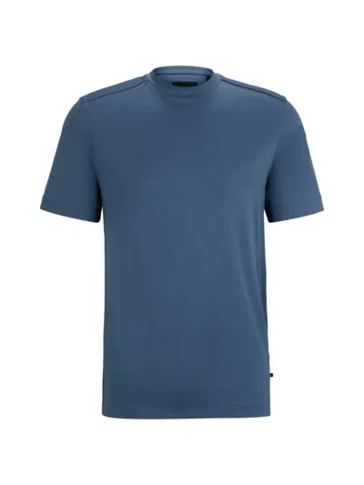 Shop Hugo Boss Men's Mixed-material T-shirt In Blue