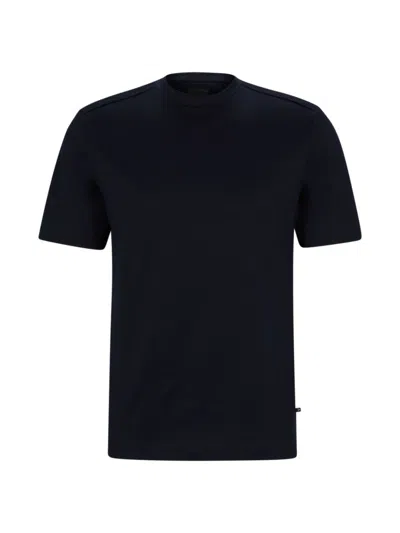 Shop Hugo Boss Men's Mixed-material T-shirt In Dark Blue
