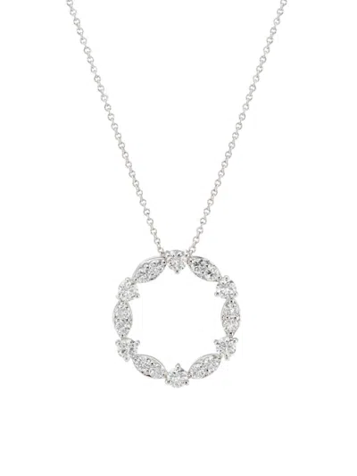 Shop Saks Fifth Avenue Women's 14k White Gold & 1.00 Tcw Lab-grown Diamond Circle Pendant Necklace