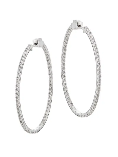 Shop Saks Fifth Avenue Women's 14k White Gold & 3.00 Tcw Lab-grown Diamond Inside-out Hoop Earrings/50mm