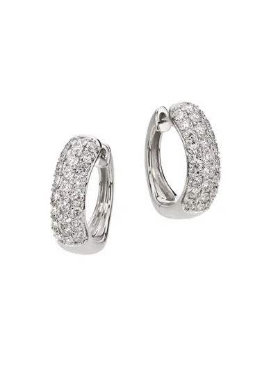 Shop Saks Fifth Avenue Women's 14k White Gold & 1.50 Tcw Lab-grown Diamond Huggie Hoop Earrings