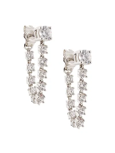 Shop Saks Fifth Avenue Women's 14k White Gold & 1.25 Tcw Lab-grown Diamond Chain Earrings