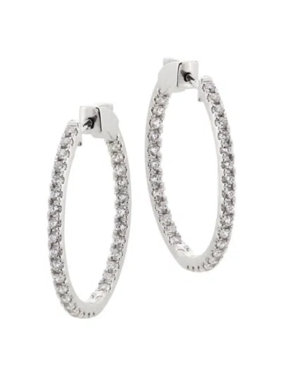 Shop Saks Fifth Avenue Women's 14k White Gold & 1.50 Tcw Lab-grown Diamond Inside-out Hoop Earrings/30mm