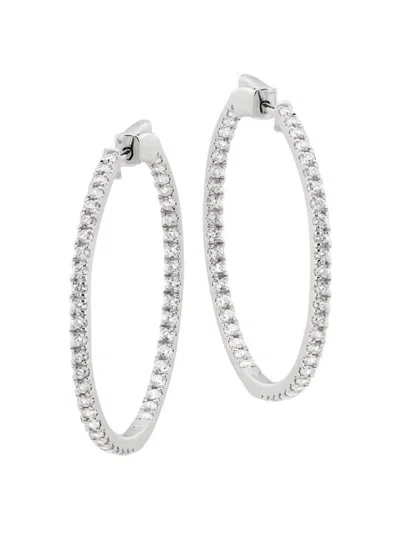 Shop Saks Fifth Avenue Women's 14k White Gold & 2.50 Tcw Lab-grown Diamond Inside-out Hoop Earrings
