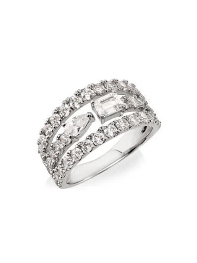 Shop Saks Fifth Avenue Women's 14k White Gold & 2.00 Tcw Lab-grown Diamond Triple-row Ring