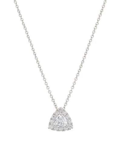 Shop Saks Fifth Avenue Women's 14k White Gold & 0.34 Tcw Lab-grown Diamond Halo Pendant Necklace