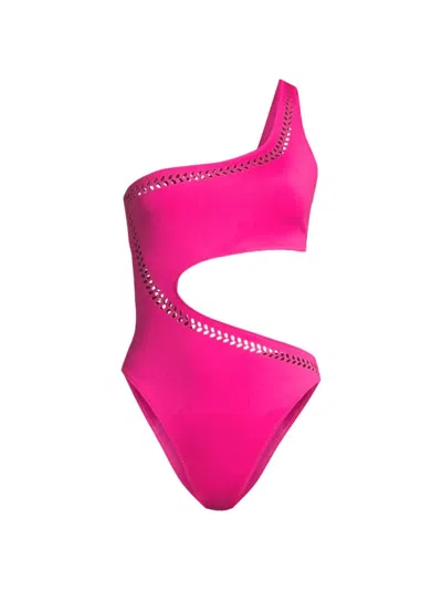 Shop Gigi C Women's France Laser-cut One-shoulder One-piece Swimsuit In Fuchsia