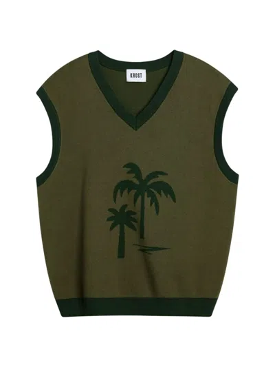 Shop Krost Men's Palm Tree Sweater Vest In Laurel Wreath