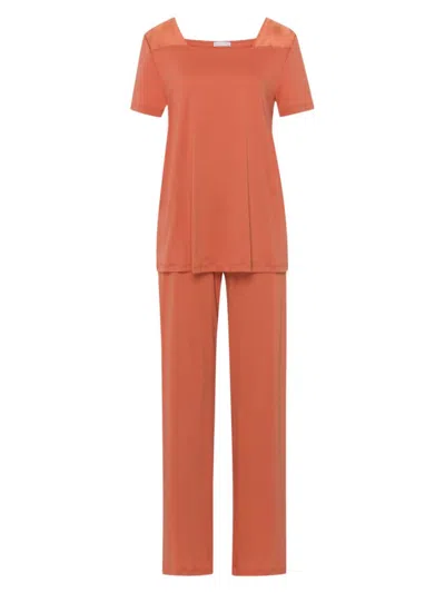 Shop Hanro Women's Emma Short-sleeve Pajama Set In Apricot Brandy