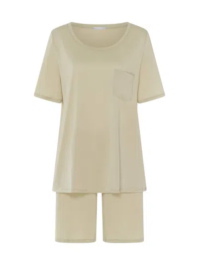 Shop Hanro Women's Cotton Deluxe Short-sleeve Short Pajama Set In Moss Green