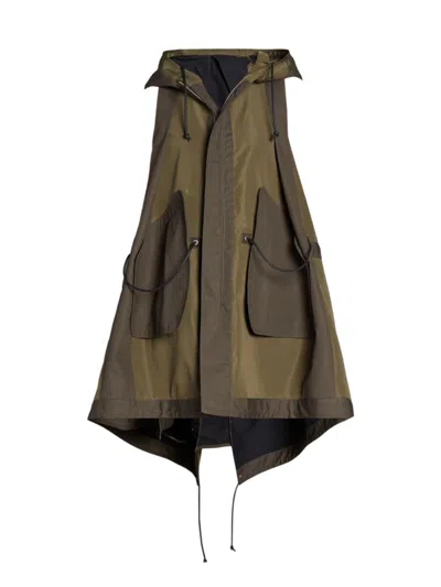 Shop Sacai Women's Hooded Oversized Vest In Olive