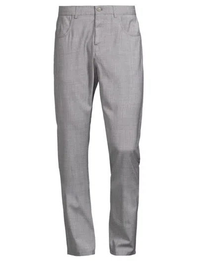 Shop Canali Men's Washable Wool Trousers In Light Grey