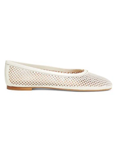 Shop Chloé Women's Marcie Perforated Leather Ballerina Flats In Eggshell