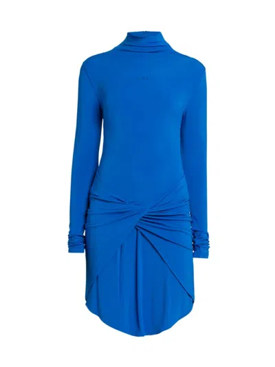 Shop Off-white Women's Vi Twisted Turtleneck Minidress In Nautical Blue
