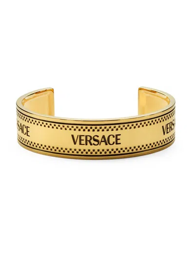 Shop Versace Women's Logo Goldtone Bracelet Cuff In  Gold