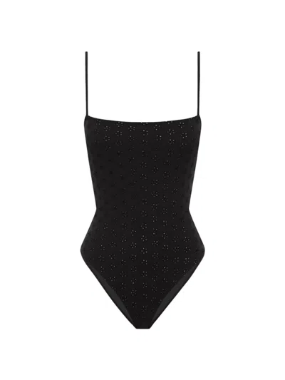 Shop Peony Women's Broderie One-piece Swimsuit In Noir