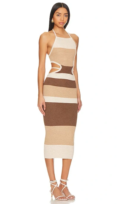 Camila Coelho Emlyn Stripe Knit Dress In Tan
