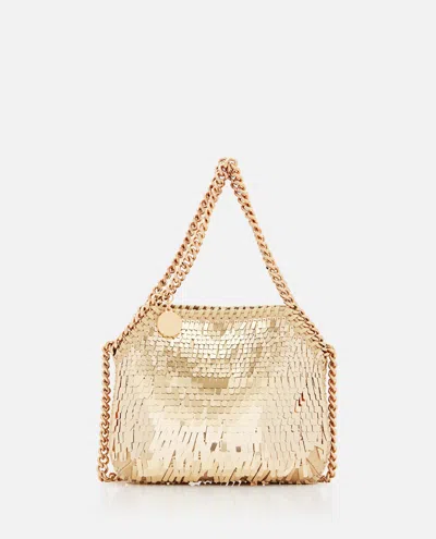 Shop Stella Mccartney Sequins Mini Shoulder Bag In Gold