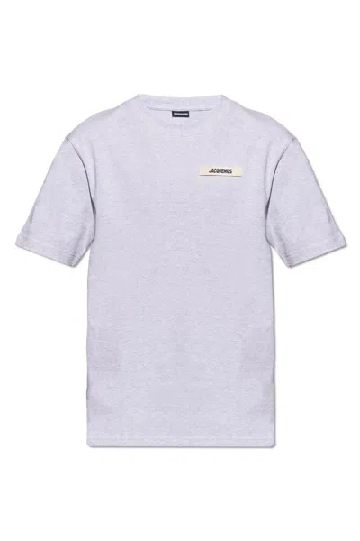 Shop Jacquemus Logo Embroidered Crewneck T-shirt In Grey
