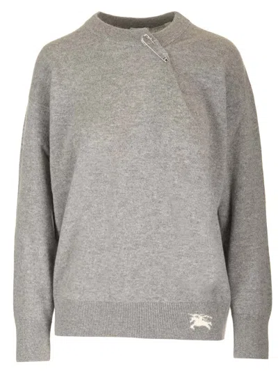 Shop Burberry Pin Detail Sweater In Grey